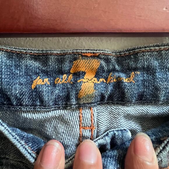 7 For All Mankind Cropped Flared Women's Size 25x23 Mid Rise Jeans Medium Wash - Picture 5 of 8